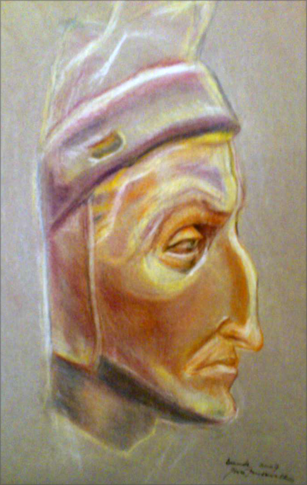 Dante Maske 42x29,70cm Pastellkreide